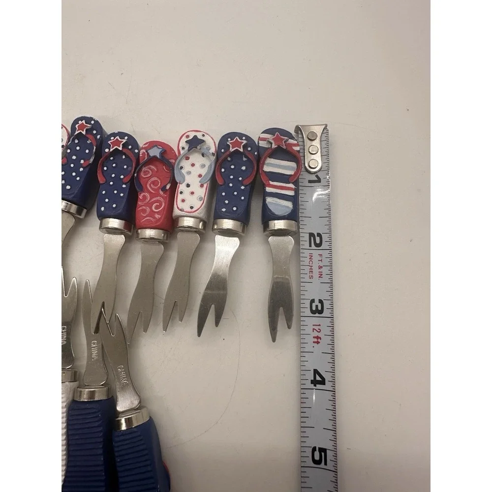 Patriotic Flip Flop Corn Holders Picks Set of 13 Red White Blue Fourth July
